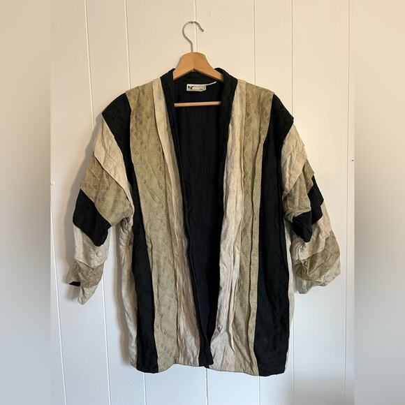 Vintage yak magik cotton linen layering jacket multi layer black neutral shacket - Picture 1 of 9